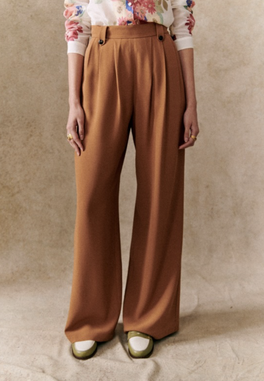 sezane coffee trousers